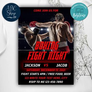 Fight Night Invitation Instant Download