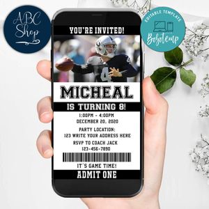 Electronic Oakland Raiders Electronic Invite Birthday Invitations Instant Download
