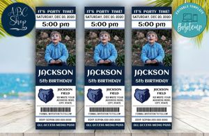 Memphis Grizzlies Birthday Ticket With Photo Invitation Instant Download