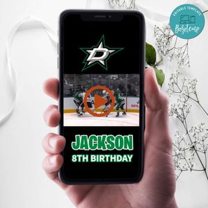 Dallas Stars Birthday Video Invitation Digital Template Customizable Instant Download