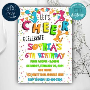 Cheerleading Birthday Invitation Instant Download