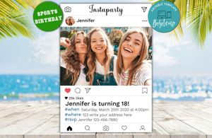 Editable Instagram Birthday Invitations Instant Download
