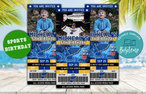 Editable St Louis Blues Birthday Ticket Invitation Instant Download