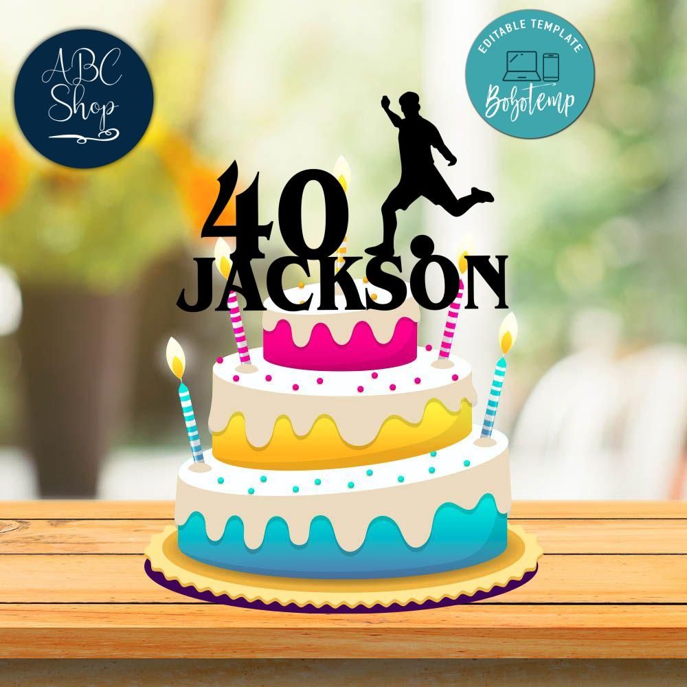 Printable Soccer Birthday Cake Topper Template Instant Download | Bobotemp