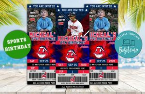Cleveland Indians Ticket Birthday Editable Template Instant Download