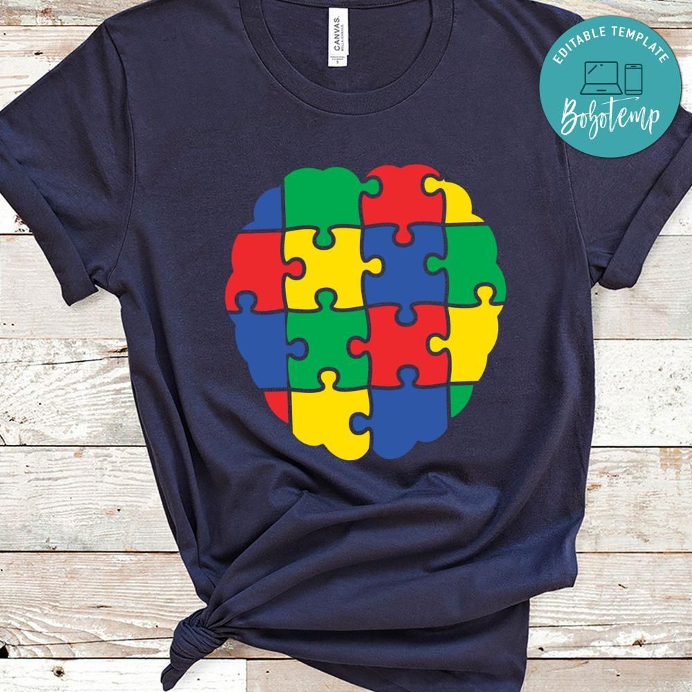 Autism Brain Puzzle Colorful Shirt