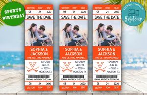Virginia Cavaliers Basketball Save The Date Wedding Engagement Announcement Ticket Invitation Instant Download