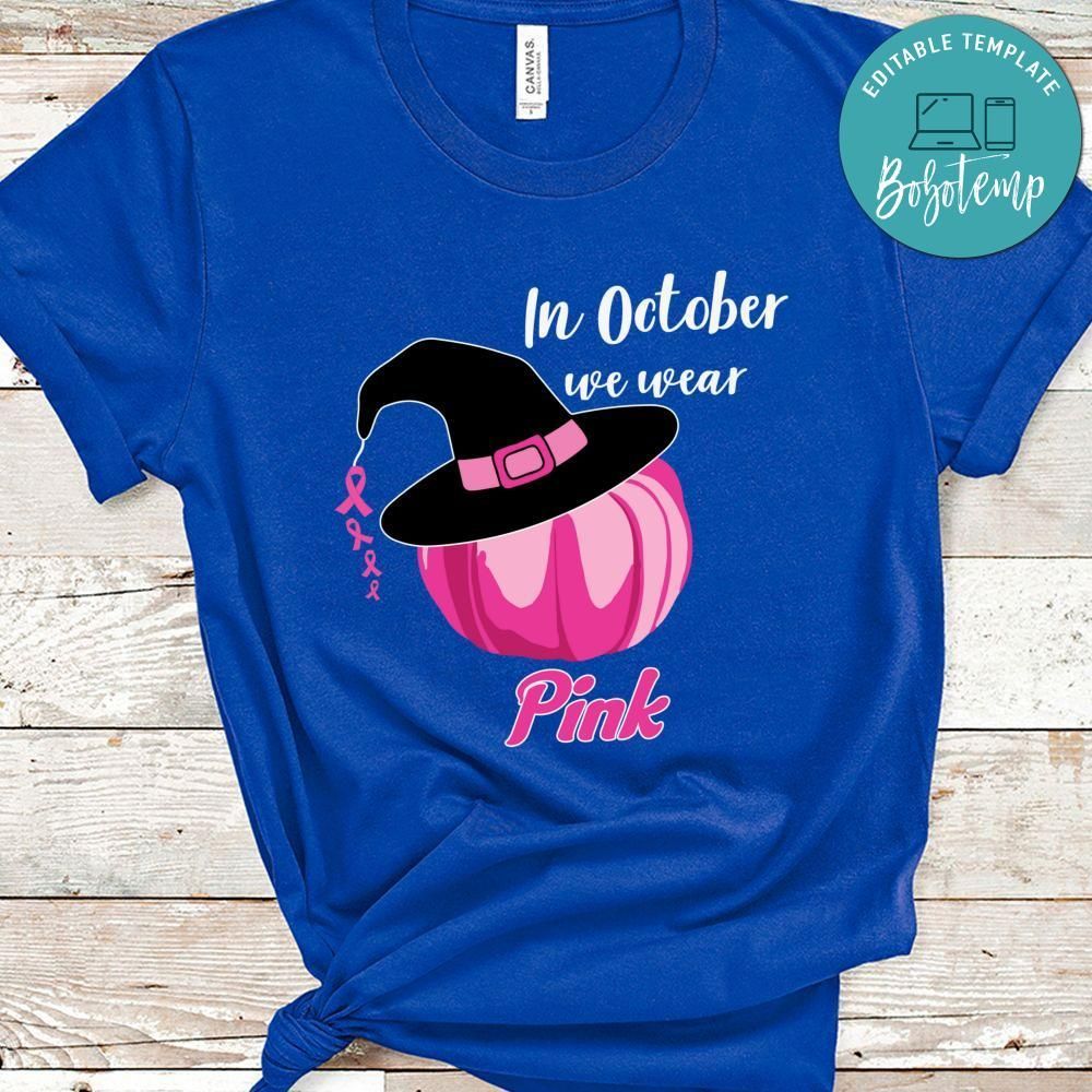 Halloween Witch Pumpkin Breast Cancer Shirt