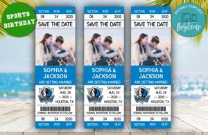 Editable Dallas Mavericks Save The Date Wedding Engagement Announcement Ticket Invitation Instant Download