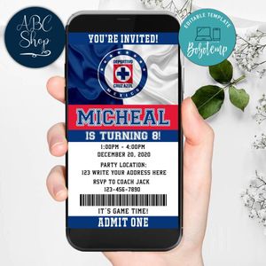 Electronic Cruz Azul Electronic Invite Birthday Invitations DIY