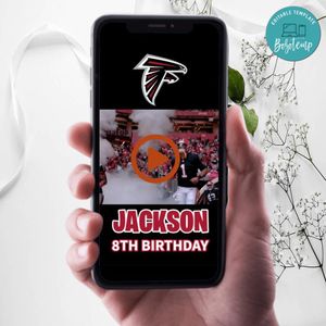 Atlanta Falcons Birthday Video Invitation Digital Template Customizable Instant Download