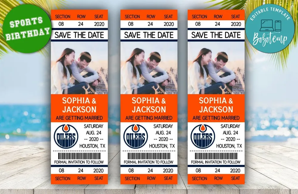 Edmonton Oilers Save The Date Wedding Ticket Invitations Bobotemp