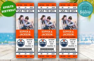  Edmonton Oilers Save The Date Wedding Engagement Announcement Ticket Invitation Instant Download