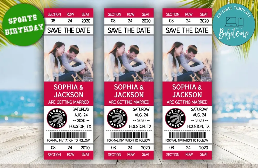 Toronto Raptors Save The Date Wedding Ticket Invitations | Bobotemp
