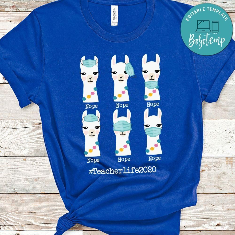 Teacher Life 2020 Llama Wearing Mask Shirt
