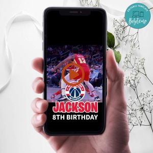 Washington Wizards Birthday Video Invitation Digital Template Customizable Instant Download