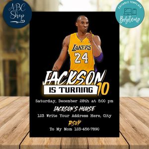 Kobe Bryant Birthday Flyer Instant Download