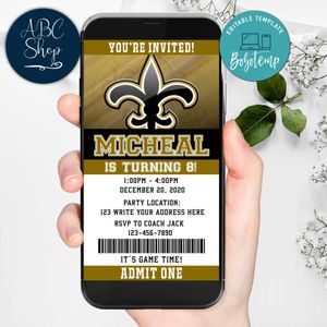 Electronic New Orleans Saints Electronic Invite Birthday Invites Instant Download