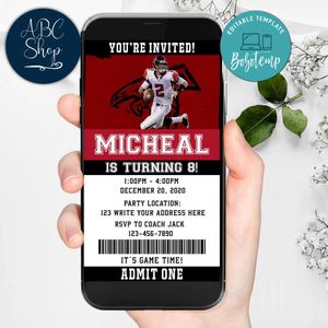 Electronic Atlanta Falcons Electronic Invite Birthday Invitation Instant Download