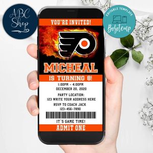 Electronic Philadelphia Flyers Ticket Electronic Invite Birthday Invites Instant Download