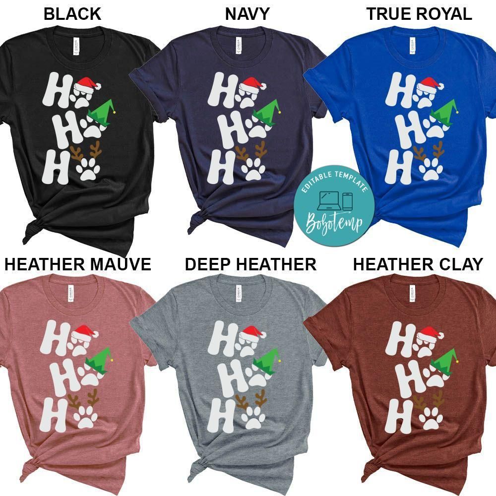 HO HO HO Pawprint Santa Hat Christmas Shirt