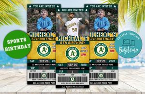 Oakland Athletics Ticket Birthday Editable Templates Instant Download