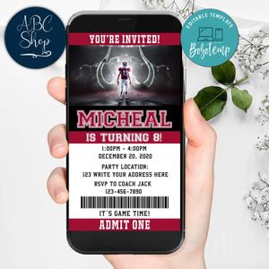 Electronic Alabama Crimson Tide Electronic Invite Birthday Invitations Instant Download