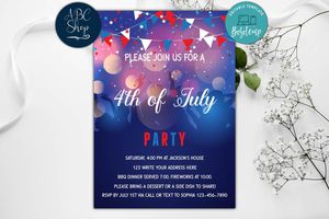 Printable 4th of July Party Invite Digital File
