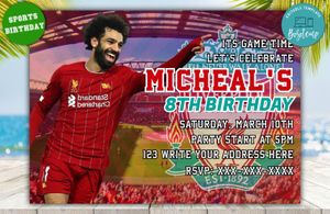 Editable Mohamed Salah Liverpool FC Party Invitation Digital Files