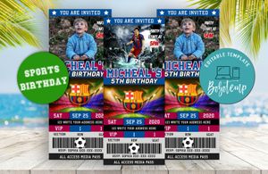 Lionel Messi Barcelona FC Ticket Birthday Editable Templates Instant Download