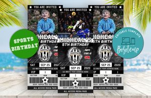 Cristiano Ronaldo Juventus Party Ticket Invitation Instant Download