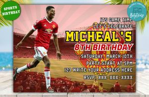Editable Manchester United Birthday Invitation Instant Download