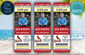 Printable St. Louis Cardinals Birthday Ticket With Photo Invitation Instant Download