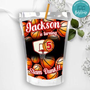 Printable Basketball Birthday Capri Sun Juice Label Instant Download