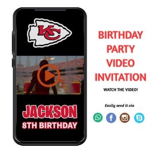 Kansas City Chiefs Birthday Video Invitation Digital Template Customizable Instant Download