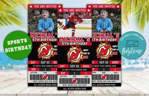 Editable New Jersey Devils Birthday Ticket Invitations Instant Download