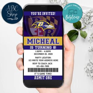Electronic Baltimore Ravens Electronic Invite Birthday Invites Instant Download