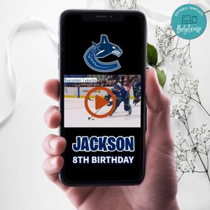 Vancouver Canucks Birthday Video Invitation Digital Template Customizable Instant Download