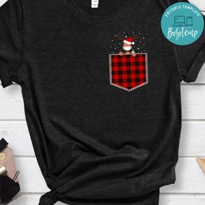 Red Plaid Reindeer in Pocket Christmas Shirt