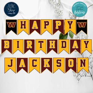 Washington Commanders Birthday Banner Instant Download