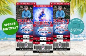 Editable Los Angeles Clippers Birthday Ticket Invitations Instant Download