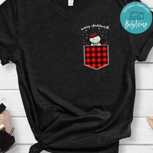 Red Plaid Snowman in Pocket Christmas Shirt