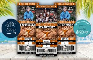Editable Texas Longhorns Birthday Ticket Invites Instant Download