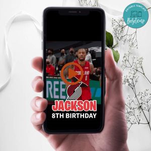 Portland Trail Blazers Birthday Video Invitation Digital Template Customizable Instant Download