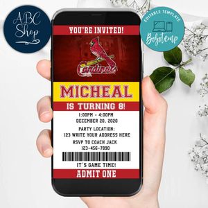 Electronic St. Louis Cardinals Ticket Electronic Invite Birthday Invites Instant Download