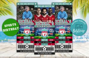 Editable Liverpool FC Birthday Ticket Invite Digital File