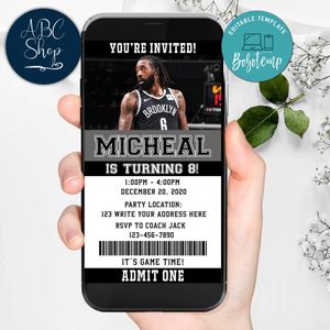 Electronic Brooklyn Nets Electronic Invite Birthday Invitations Instant Download