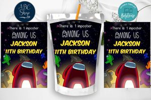Printable Among Us Birthday Capri Sun Juice Label Instant Download
