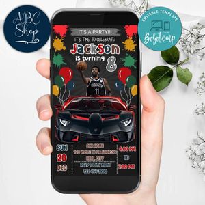 Mobile Kyrie Irving Brooklyn Nets Drive By Birthday Parade Electronic Invite Invitation Template Instant Download