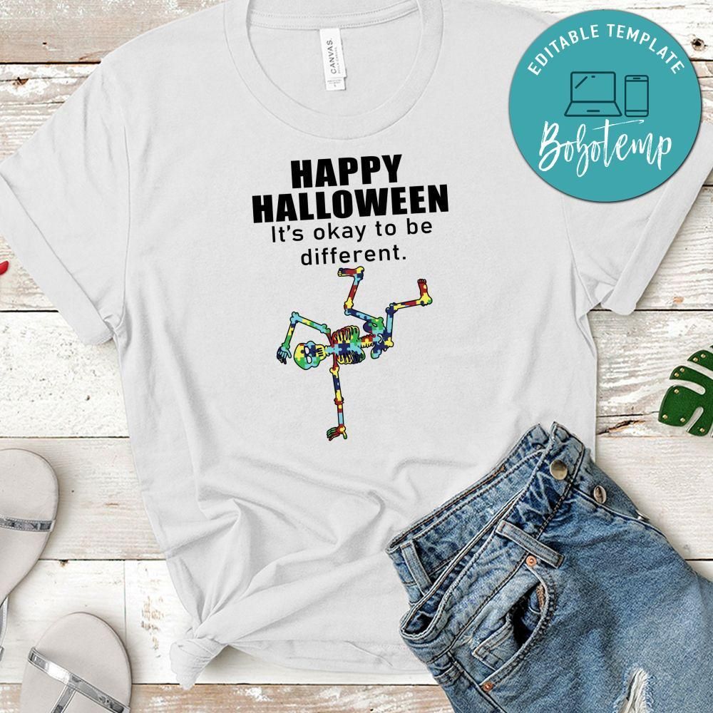 Halloween Autism Awareness Skeleton Shirt
